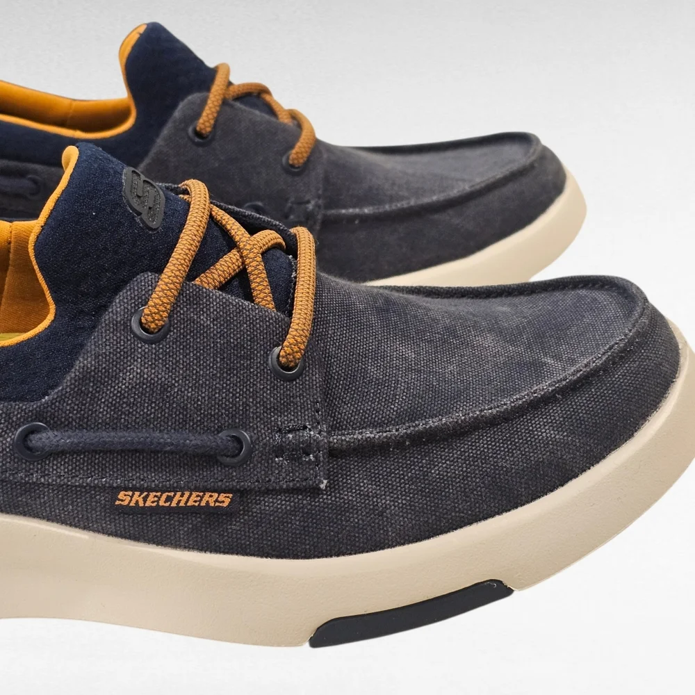 Skechers Bellinger Garmo Slip-on Comfort Boat Shoe Navy Blue Size 7